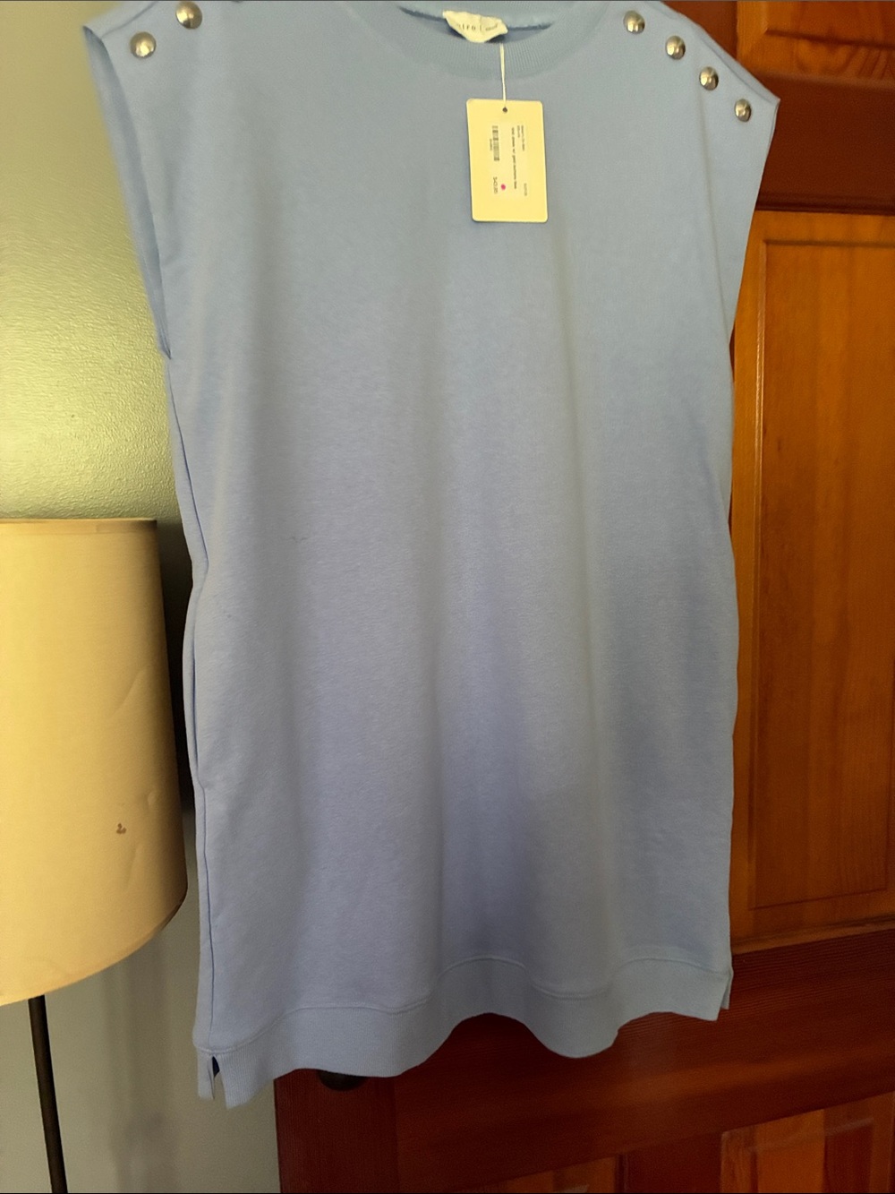 entro Light Blue Sleeveless Sweatshirt Dress with Silver Studs